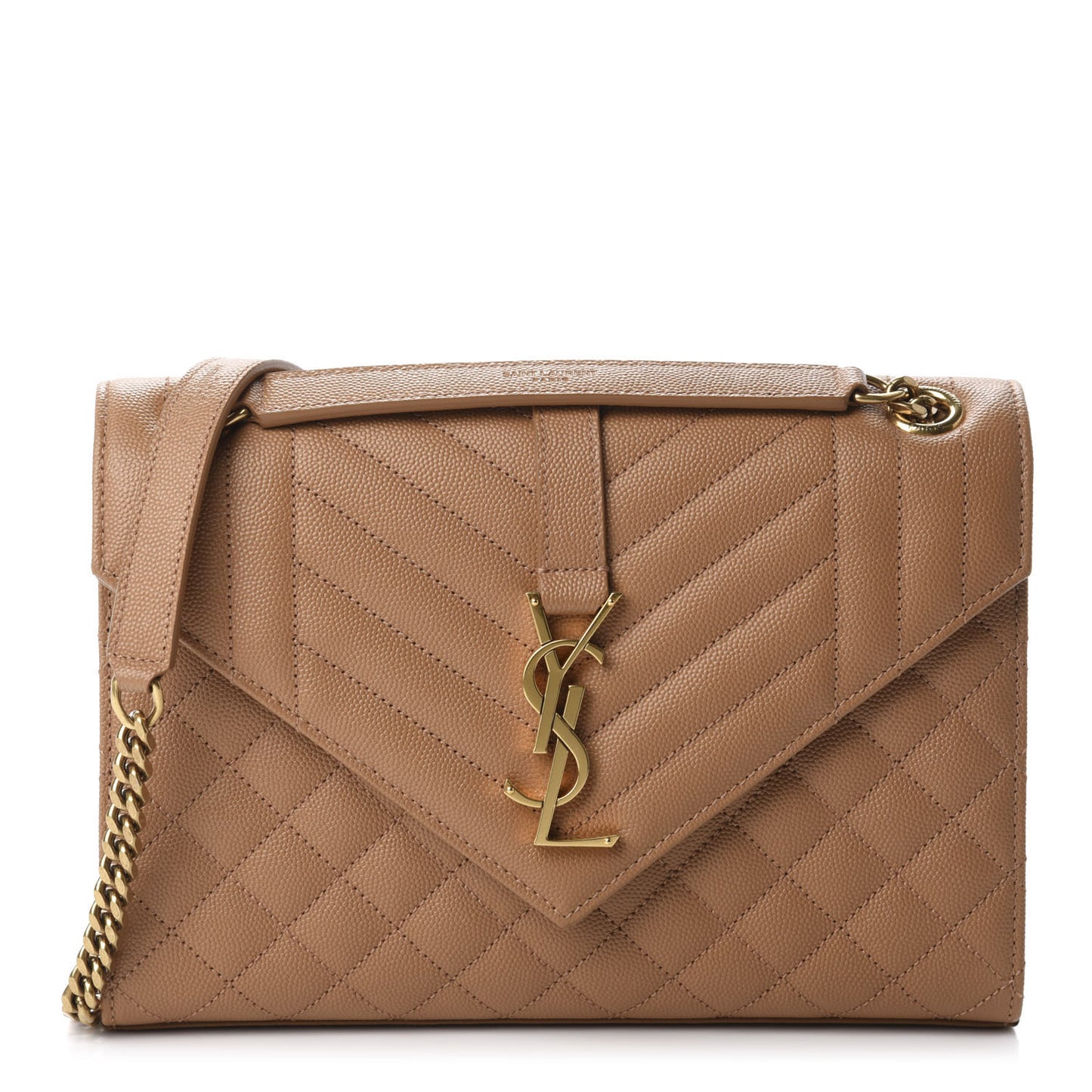 Grain De Poudre Textured Mixed Matelasse Triquilt Medium Monogram Satchel Dune