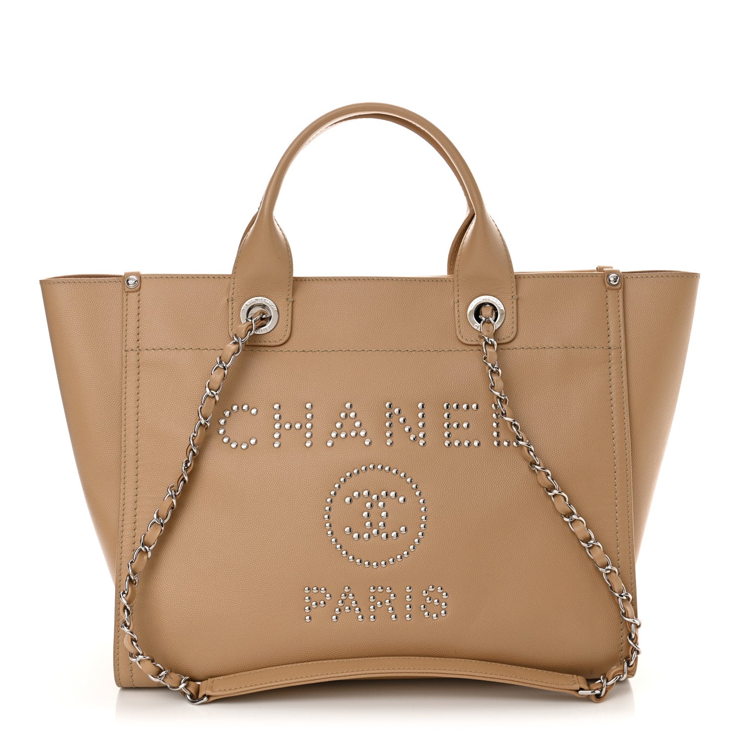 Chanel Caviar Small Studded Deauville Tote Beige 1 of 13