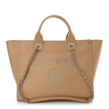 Chanel Caviar Small Studded Deauville Tote Beige 1 of 13