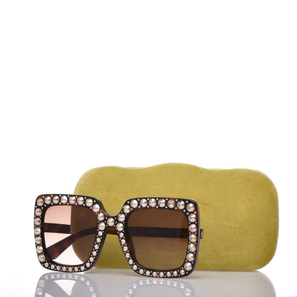 Gucci Acetate Crystal Oversize Sunglasses GG0148S Tortoise 7 of 7