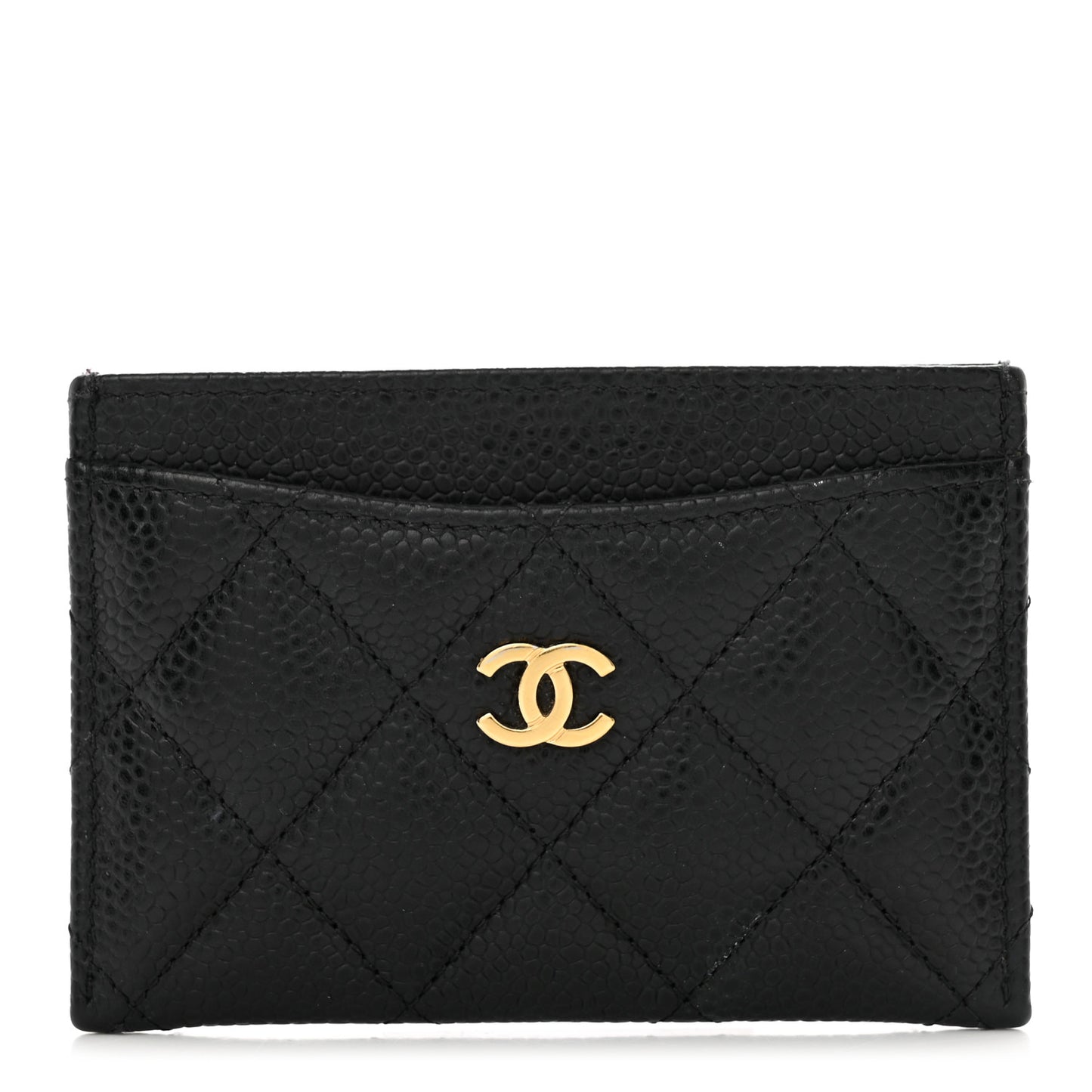 Caviar Quilted Card Holder Black