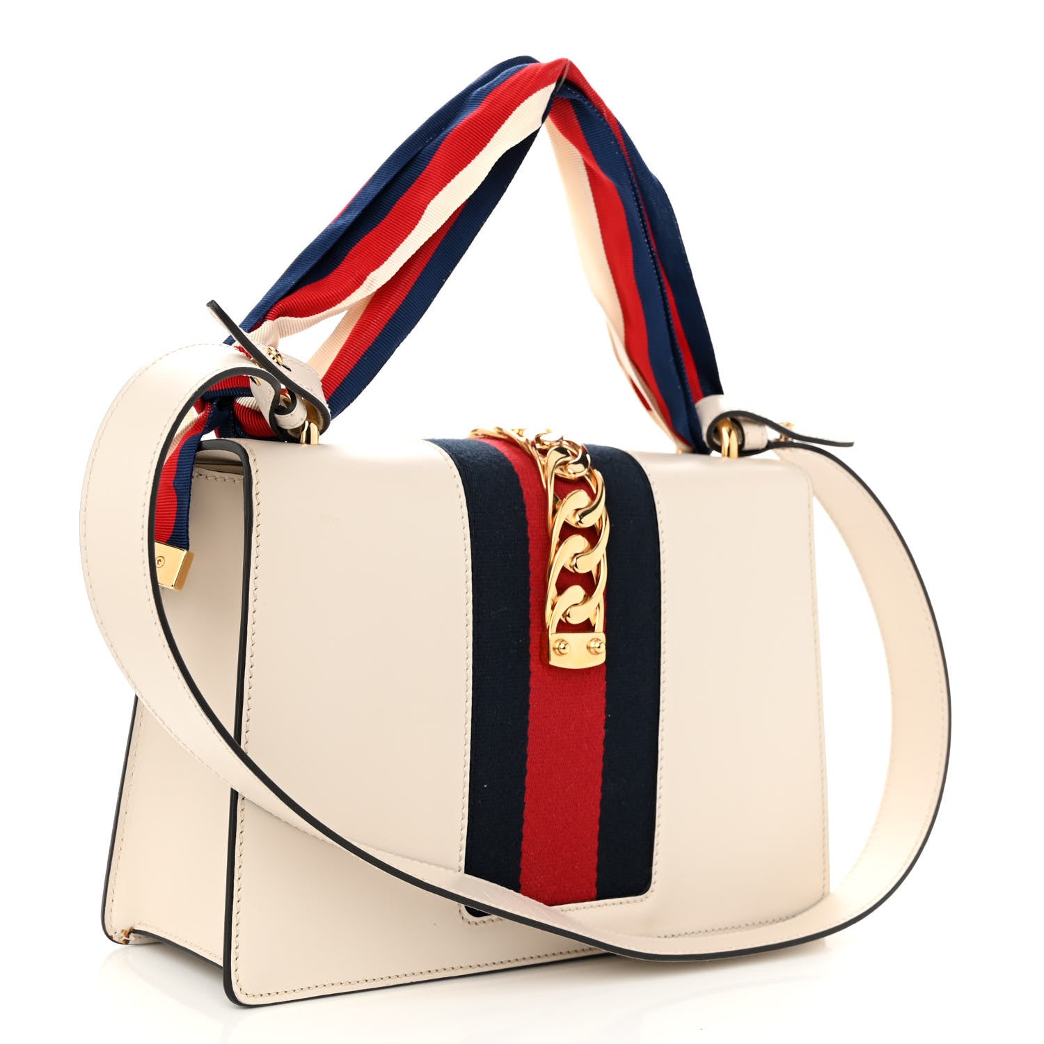 Gucci Calfskin Small Sylvie Shoulder Bag Off White 3 of 13