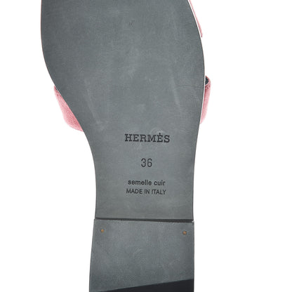 Hermes Suede Goatskin Oran Sandals 36 Rose De Venice 6 of 7