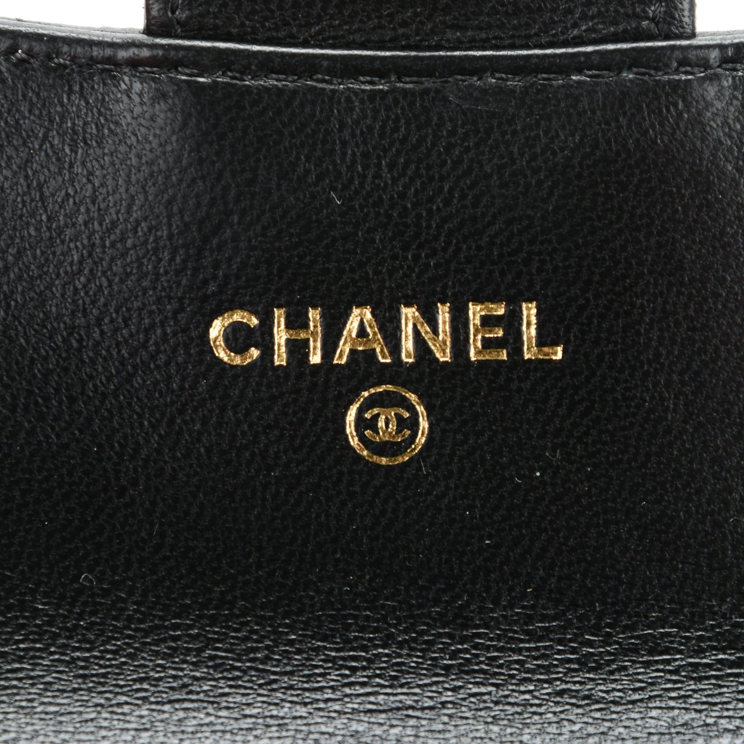 Lambskin Quilted Flap Card Holder Black