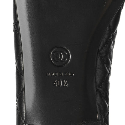 Chanel Aged Calfskin Quilted CC Cap Toe Ballerina Flats 40.5 Black 6 of 8