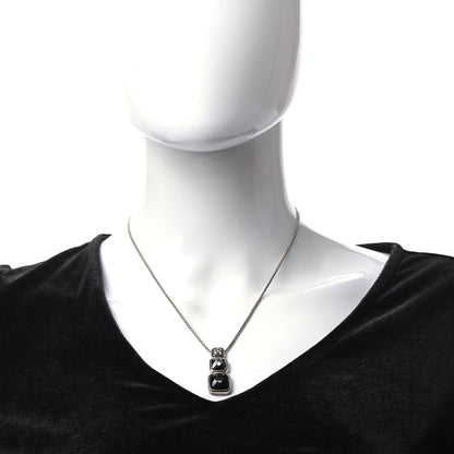 David Yurman Sterling Silver Diamond Hematine Onyx Chiclet Drop Necklace 2 of 5