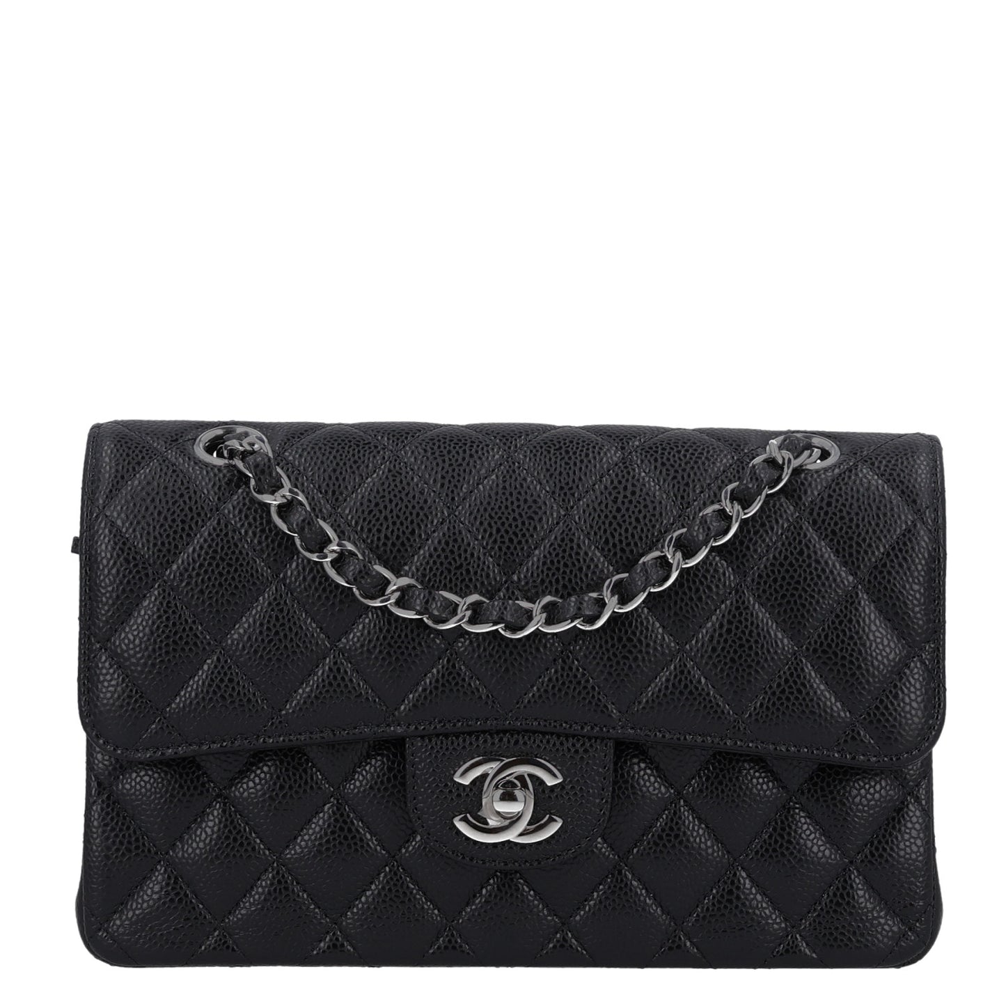 Caviar Quilted Small Double Flap Black