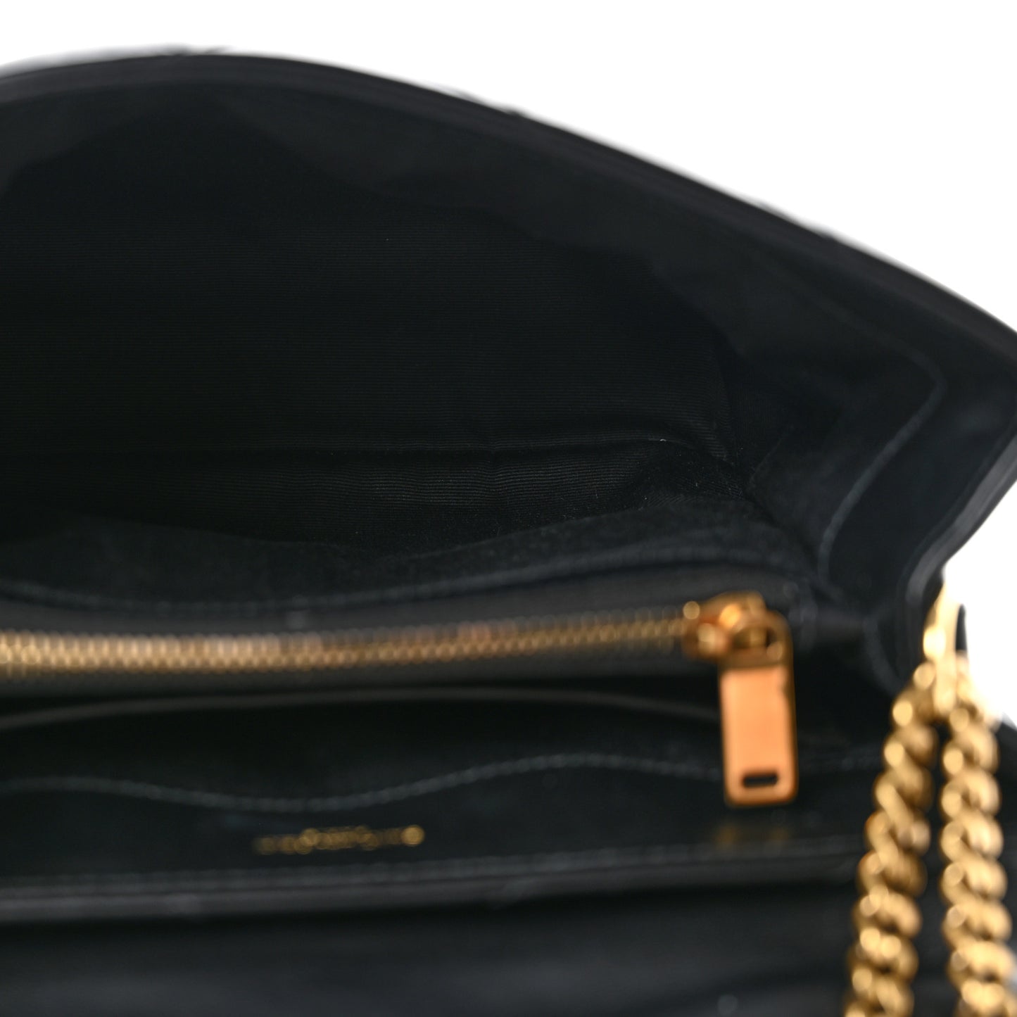 Calfskin Y Quilted Monogram Small Loulou Chain Satchel Black