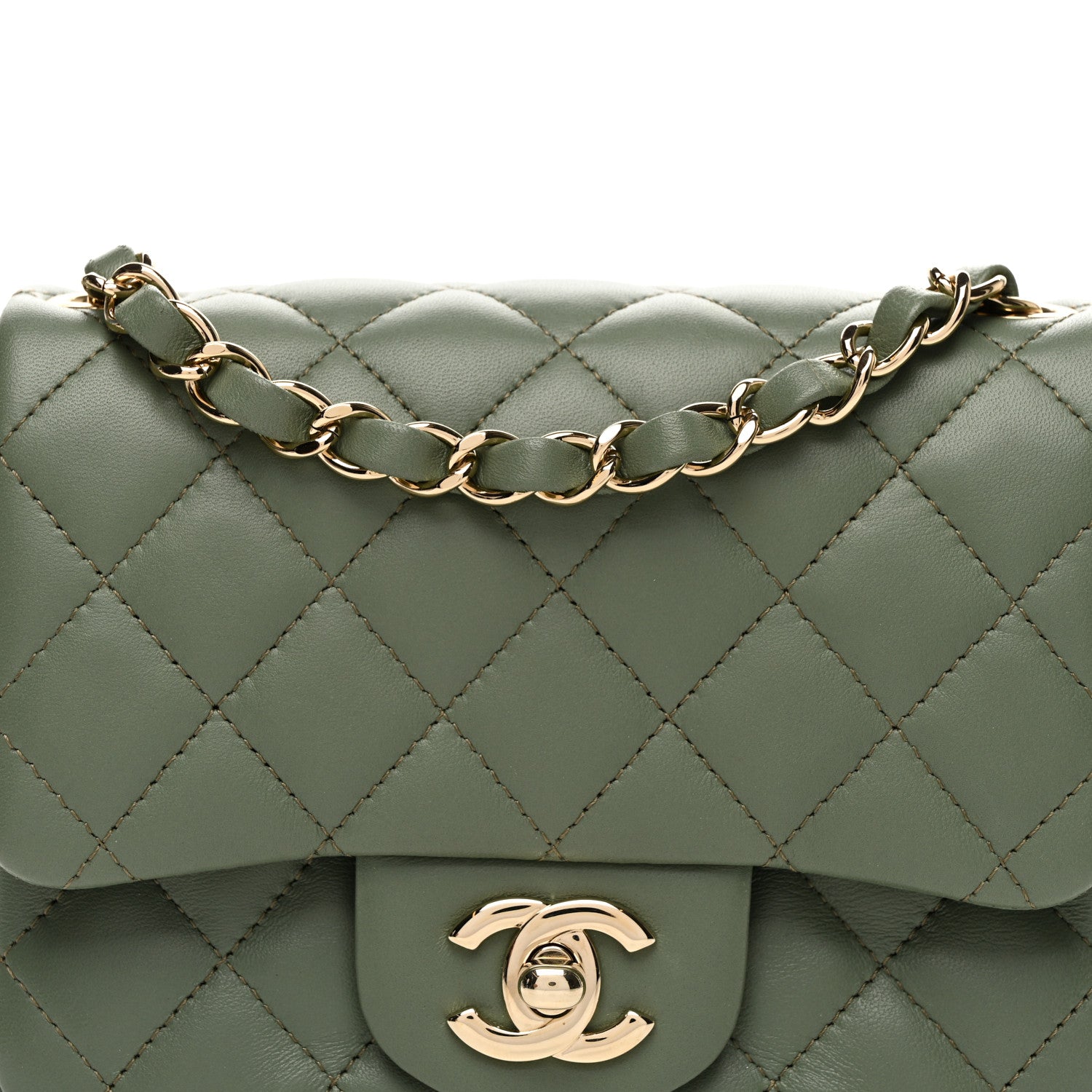 Chanel Lambskin Quilted Mini Square Flap Green 8 of 10