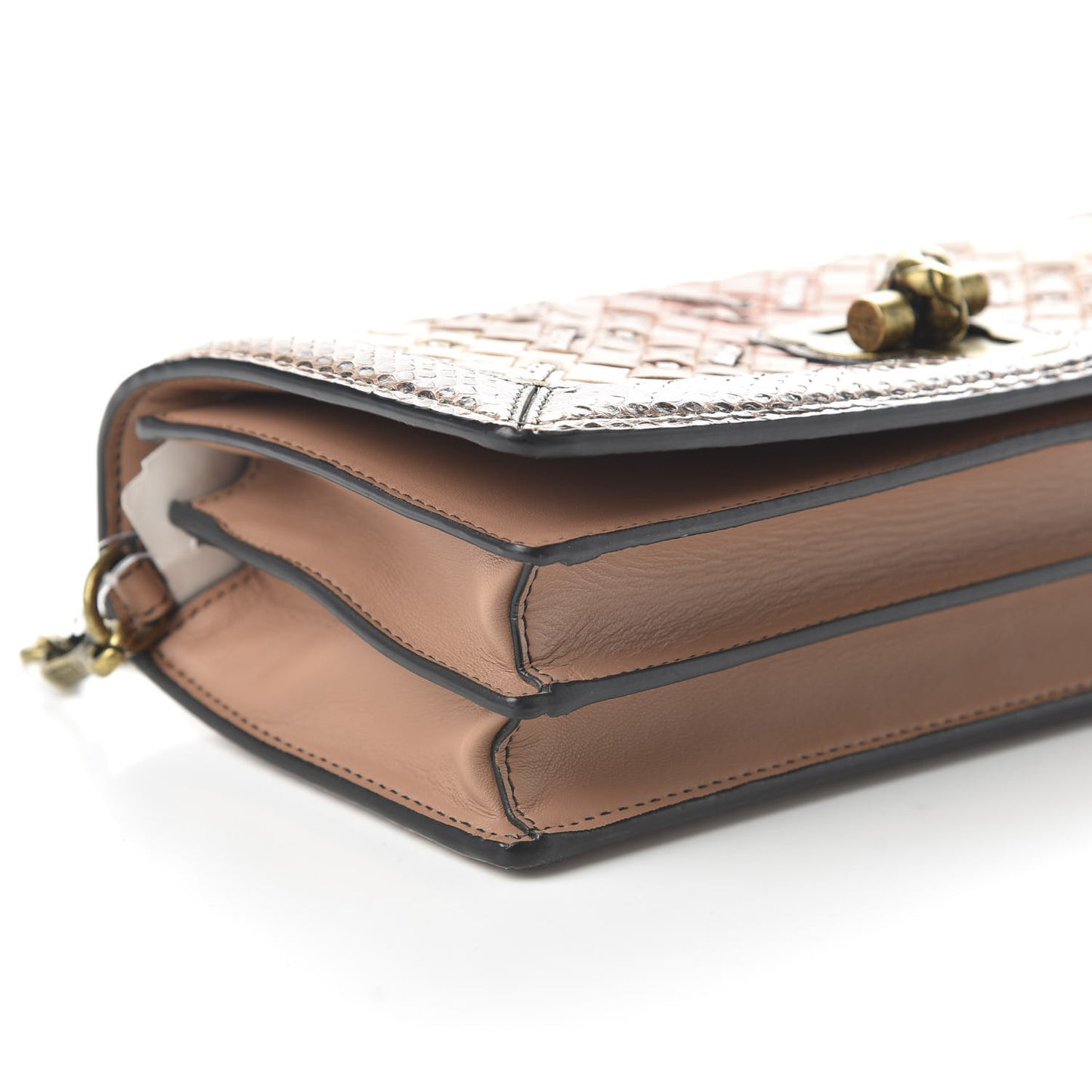 Nappa Ayers Intrecciato Club Stitch Knot Clutch Corallo Cream Mink