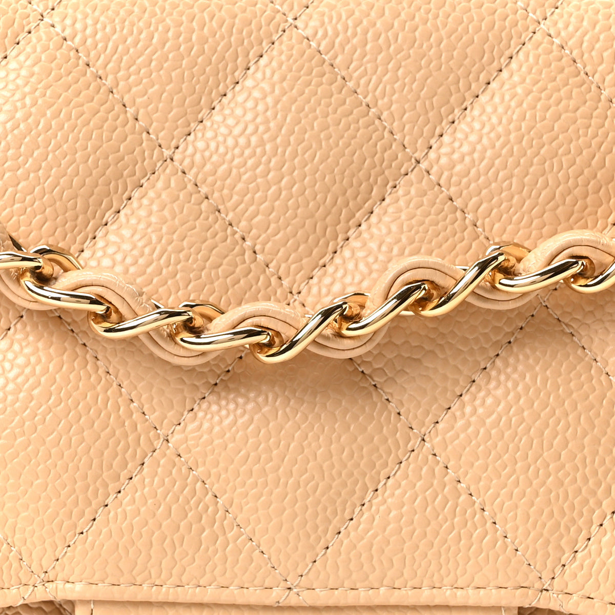 Caviar Quilted Jumbo Double Flap Beige
