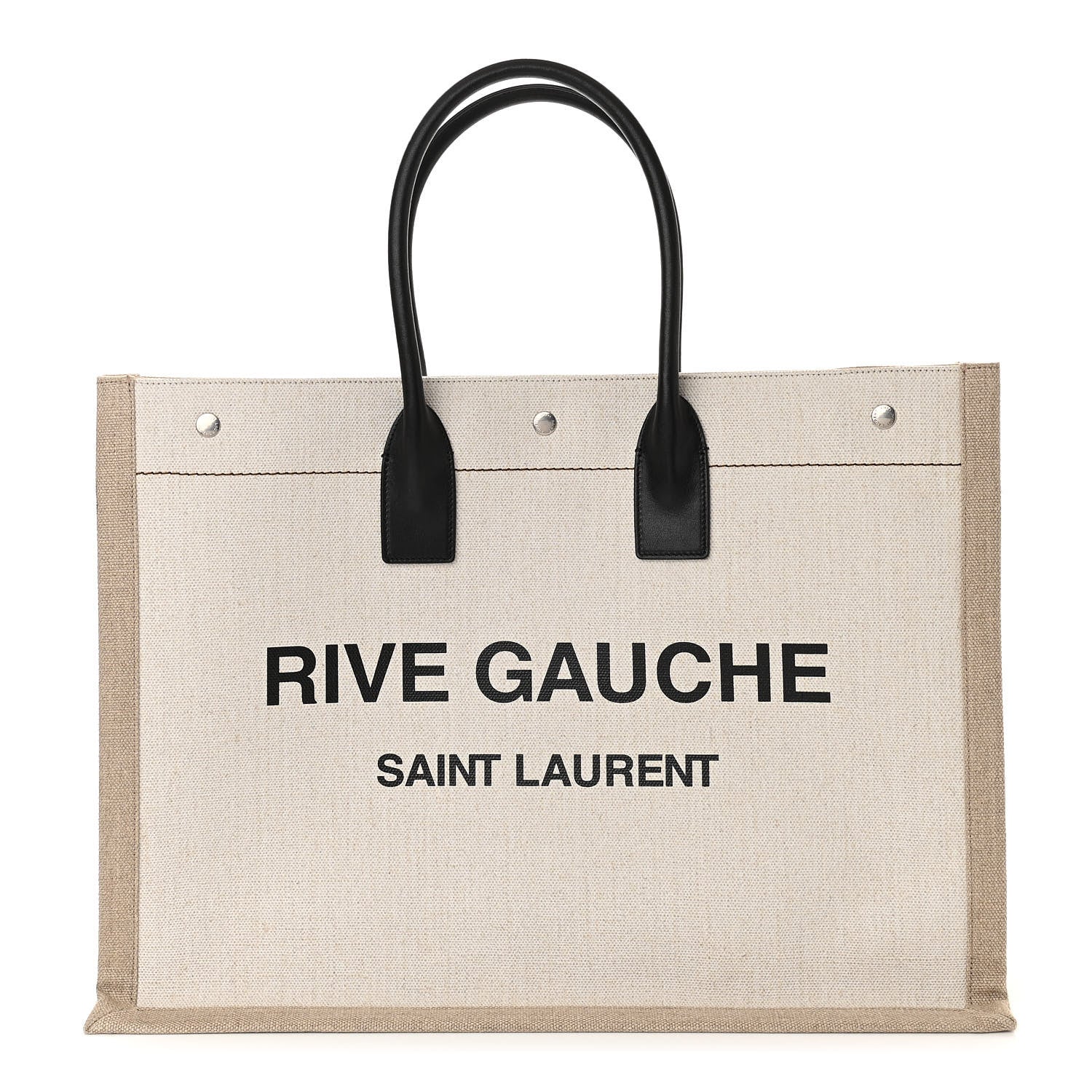Saint Laurent Linen Calfskin Rive Gauche Tote Optic White 1 of 11