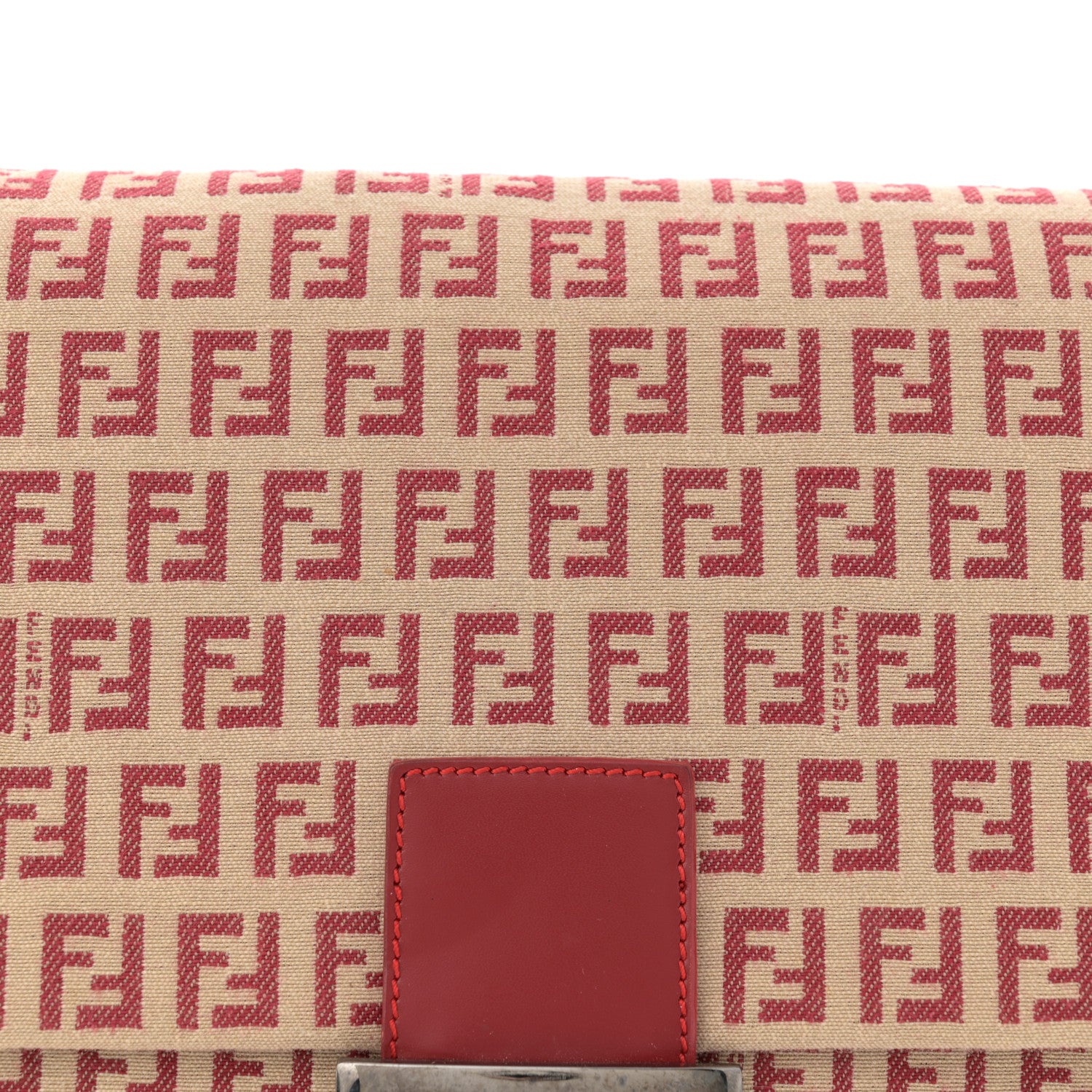 Fendi Zucchino Vitello Mama Baguette Beige Rosso 8 of 12