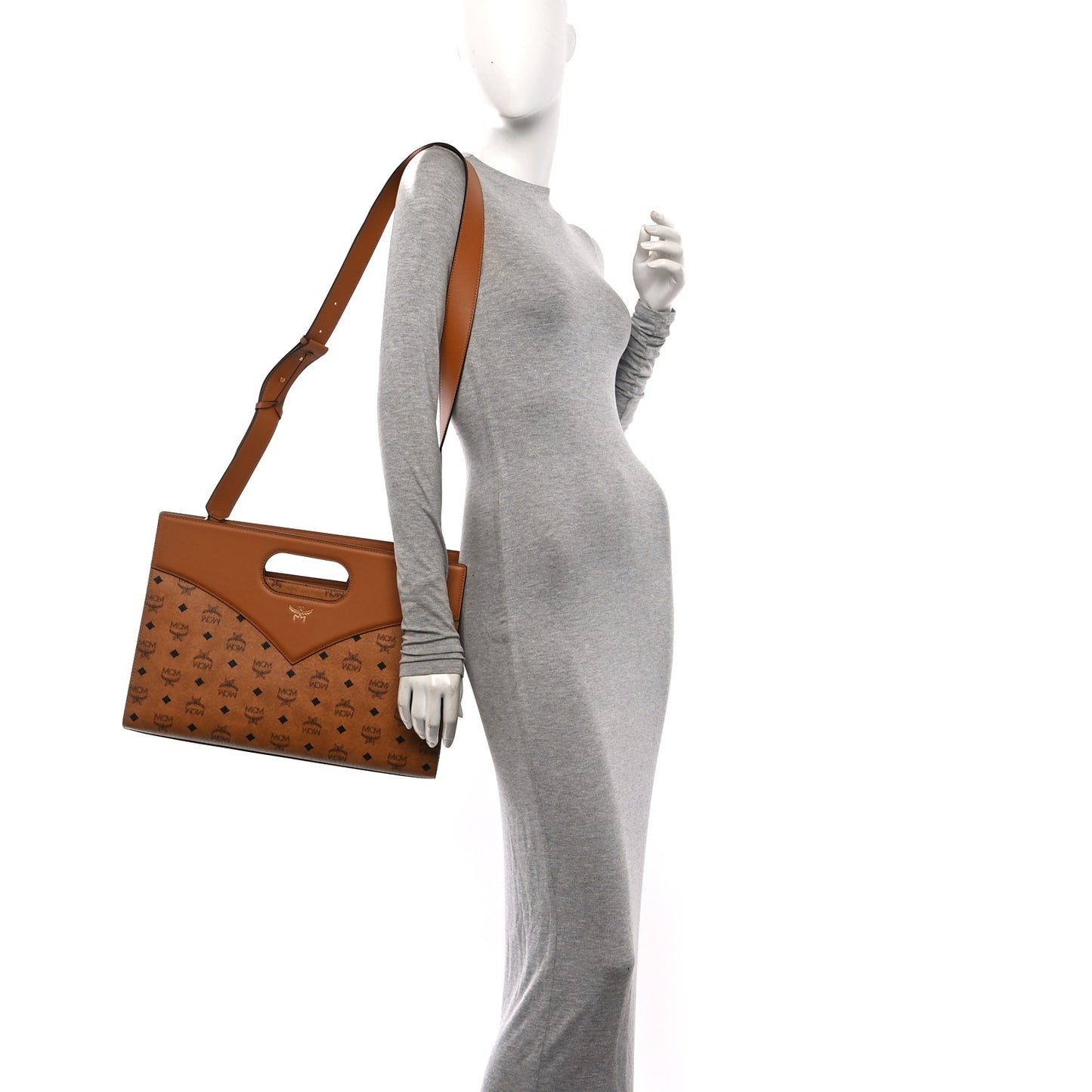 Visetos Calfskin Medium Diamond Tote Cognac