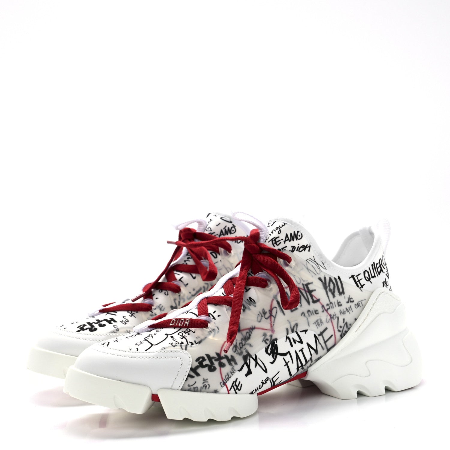 Christian Dior Neoprene Rubber Dioramour Womens D-Connect Sneakers 38 White Red 3 of 8
