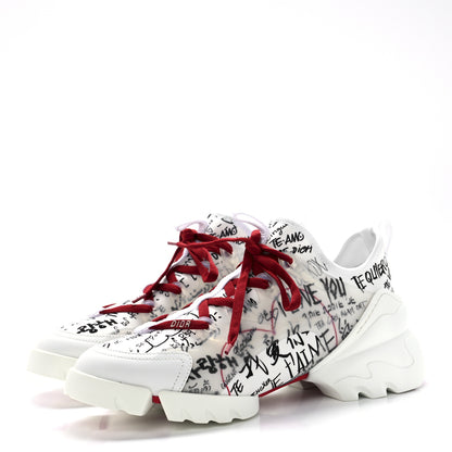 Christian Dior Neoprene Rubber Dioramour Womens D-Connect Sneakers 38 White Red 3 of 8