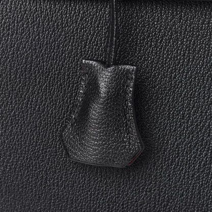 Hermes Chevre Mysore Horseshoe Kelly Sellier 28 Black Deep Red 32 of 36