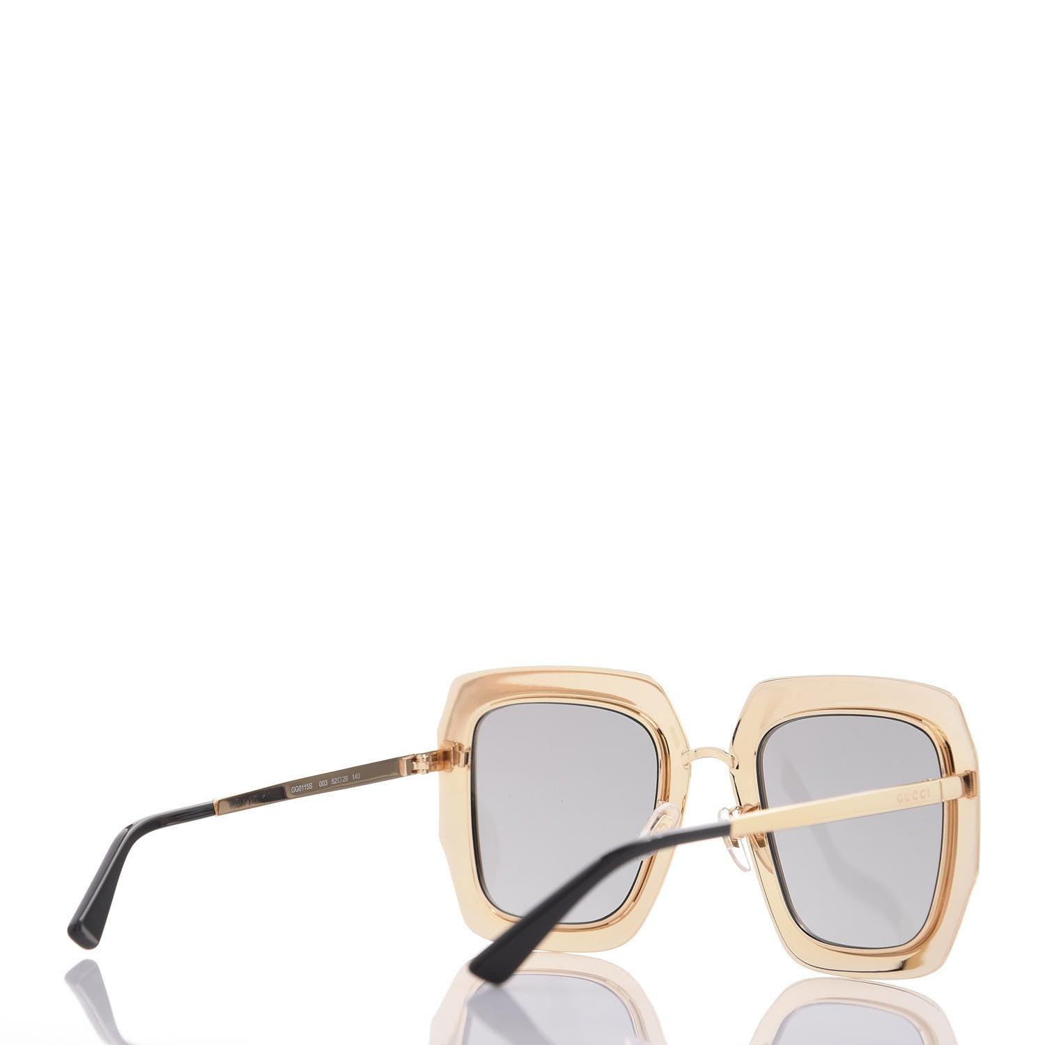 Gucci Metal Acetate Crystal Oversize GG0115S Sunglasses Gold 4 of 9