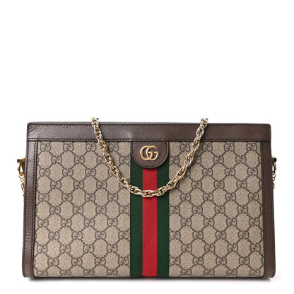 Gucci GG Supreme Monogram Web Medium Ophidia Chain Shoulder Bag Brown 1 of 10