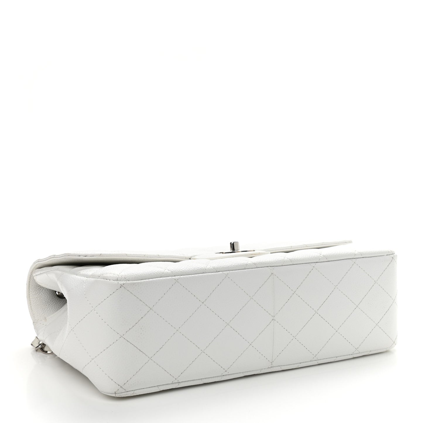Caviar Quilted Jumbo Double Flap White