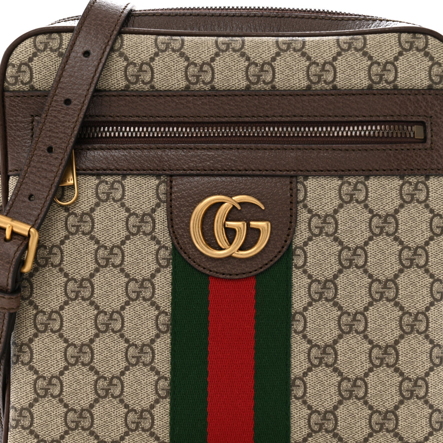 GG Supreme Monogram Web Small Ophidia Messenger Bag Brown
