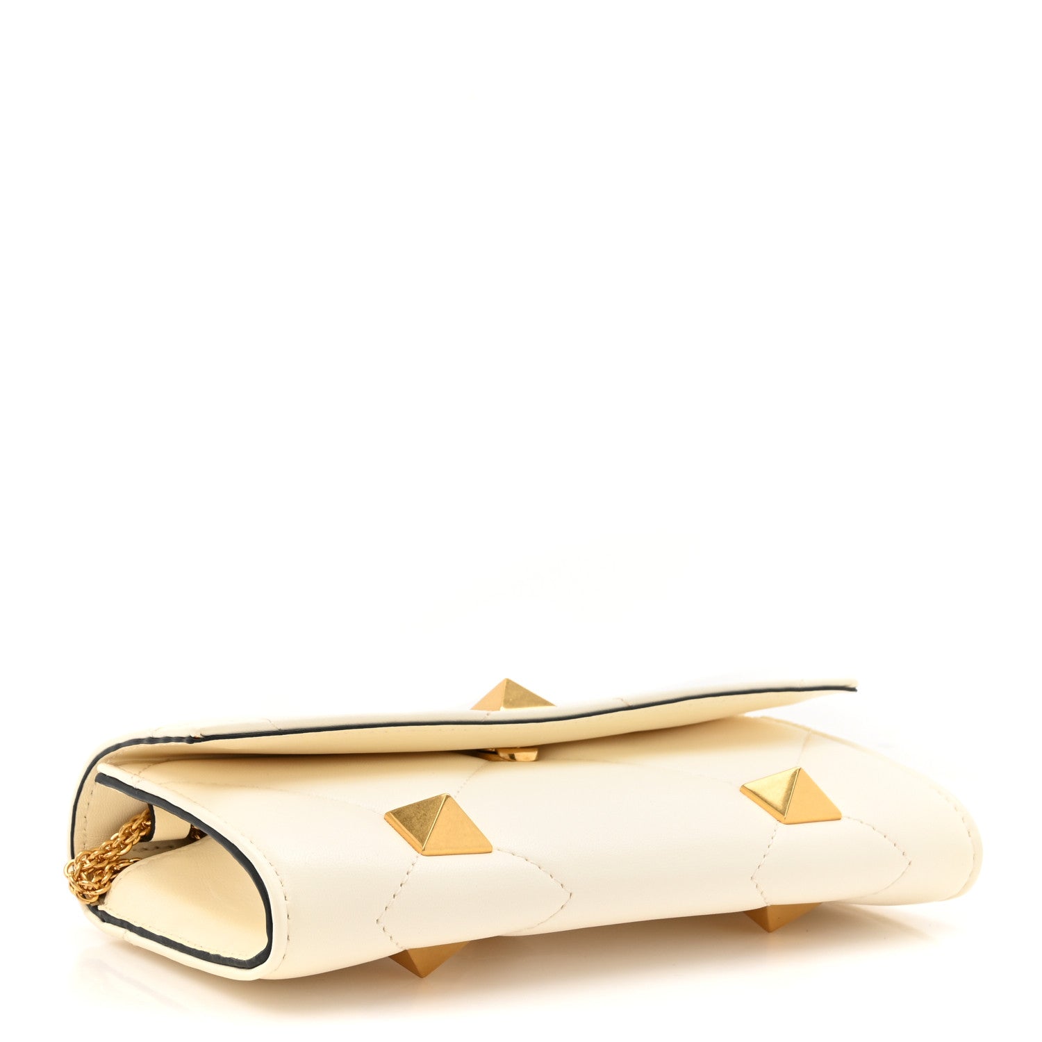 Valentino Garavani Nappa Roman Stud Wallet on Chain Ivory 4 of 10