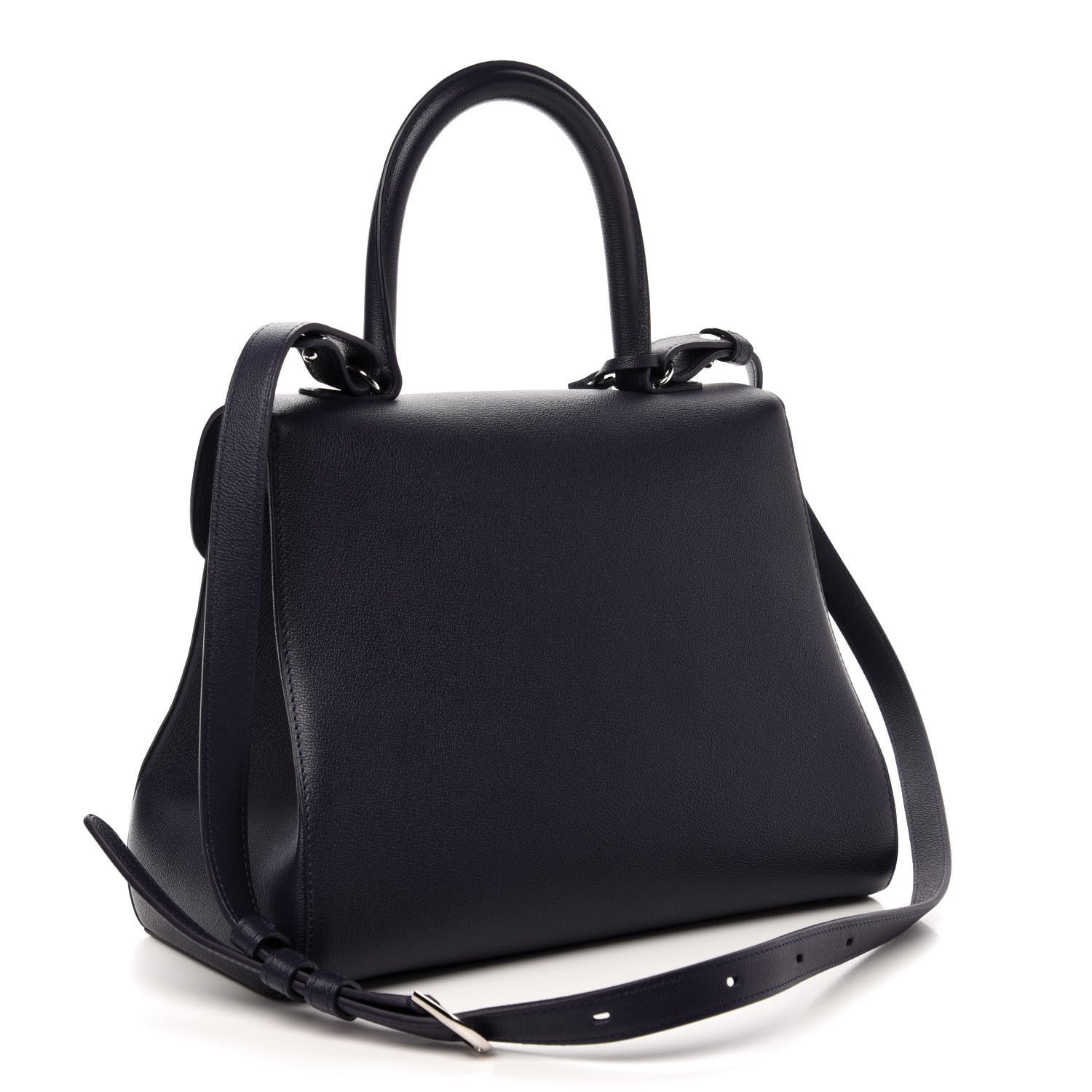 Delvaux Grained Calfskin Brillant MM Satchel Navy 3 of 12