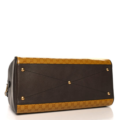 Gucci X ADIDAS Crystal Vintage Monogram Textured Dollar Calfskin Web Trefoil Logo Large Duffle Bag Mid Natural Nut Off White New Acero 3 of 11