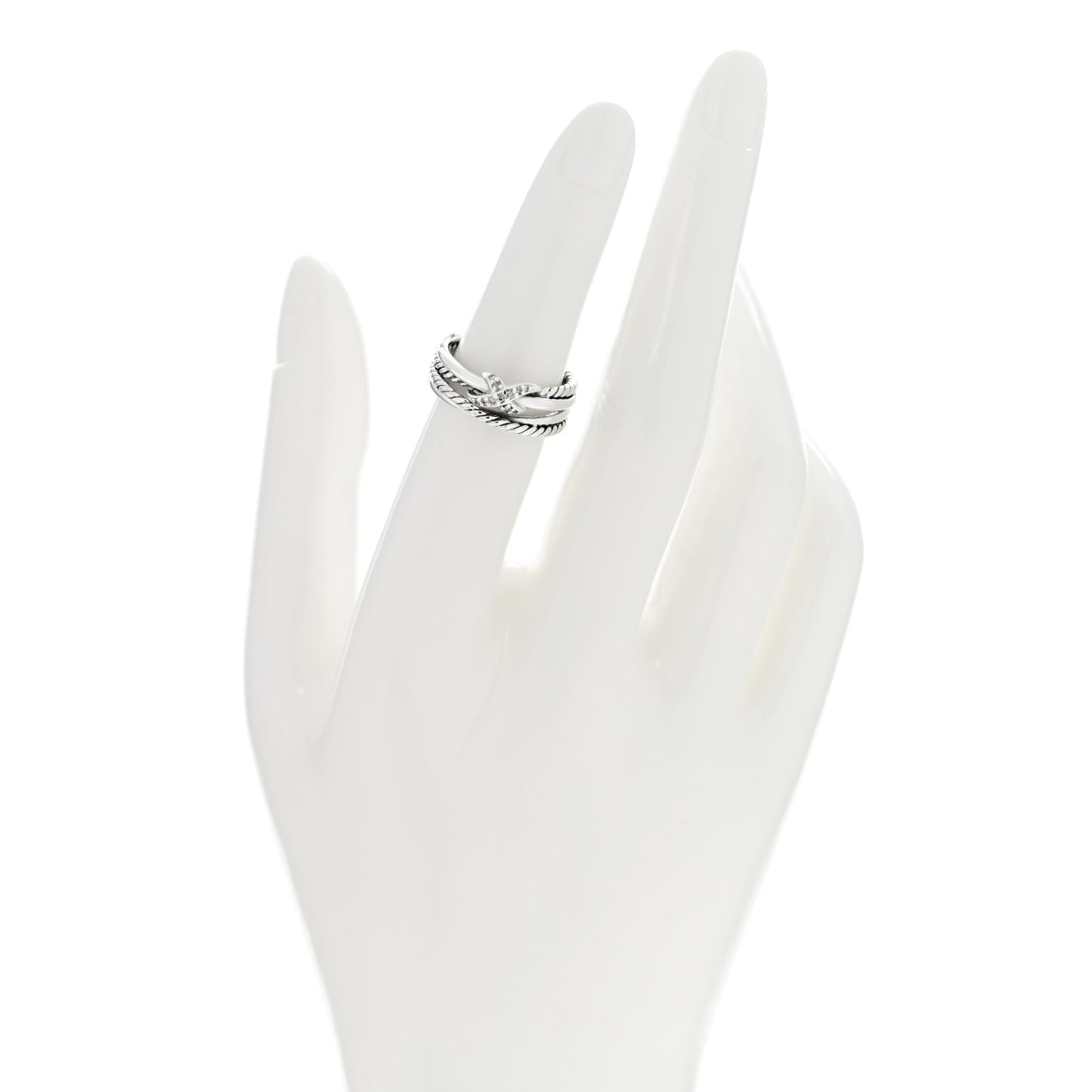Sterling Silver Diamond X Crossover Ring 50 5.5