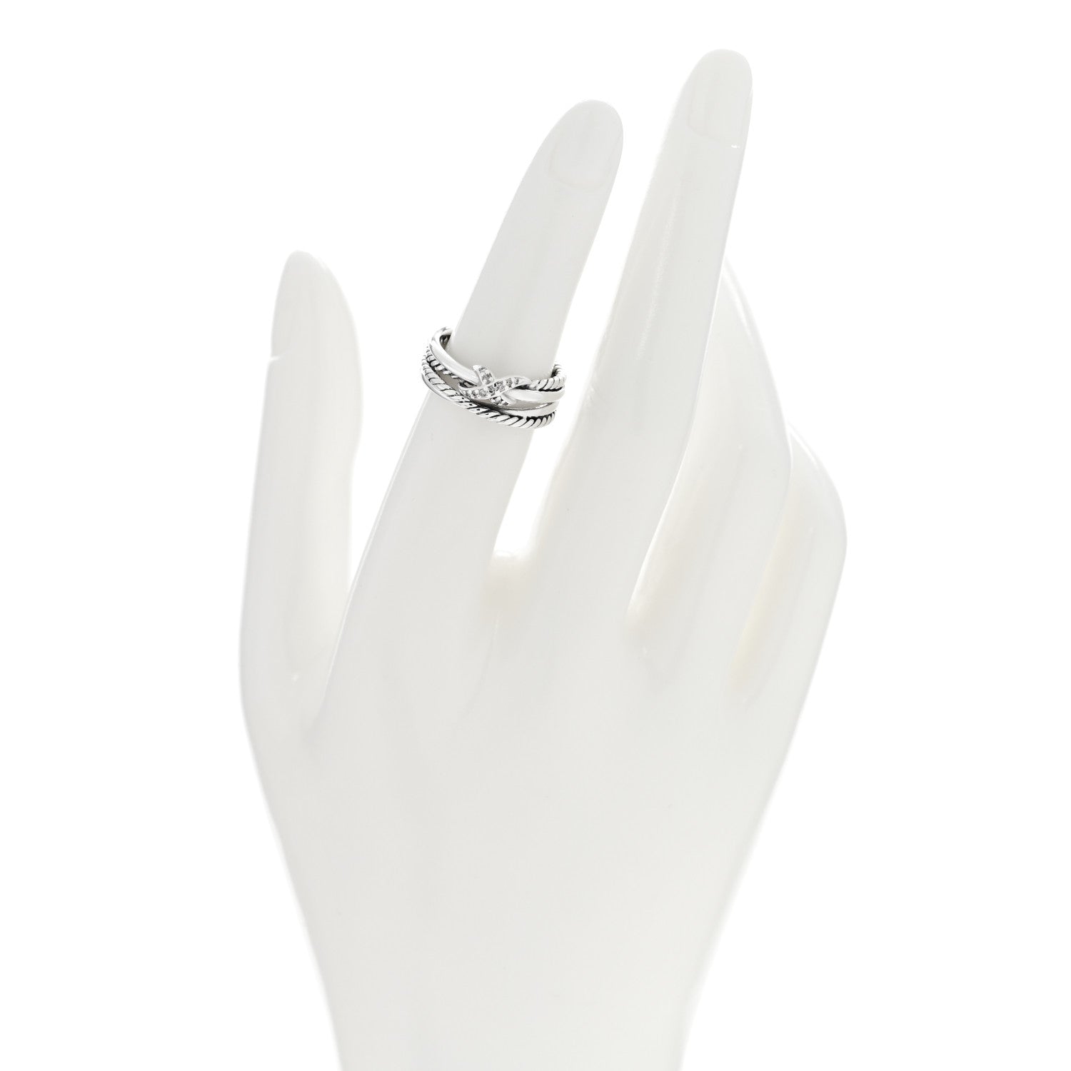 David Yurman Sterling Silver Diamond X Crossover Ring 50 5.5 2 of 4