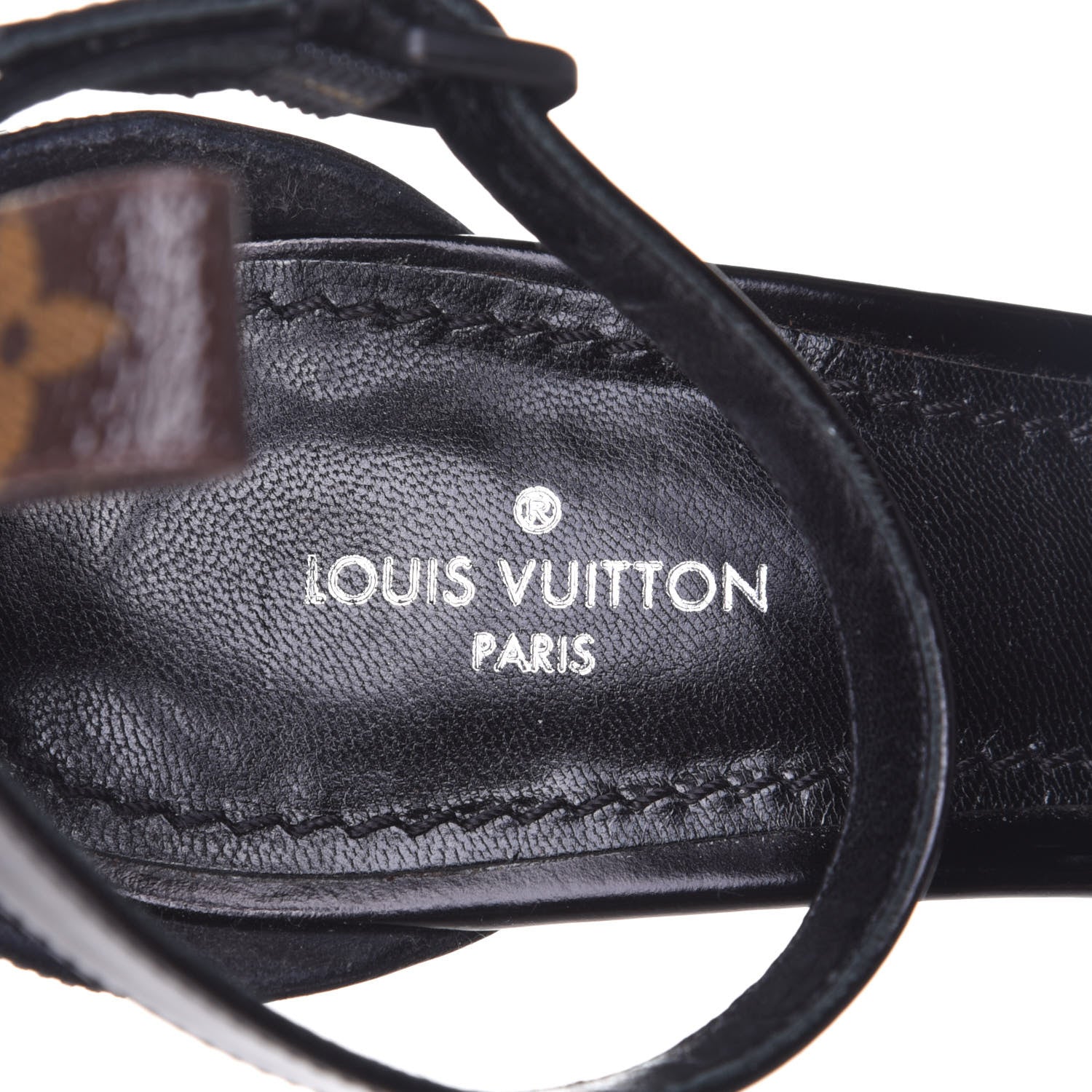 Louis Vuitton Calfskin Monogram Eldorado Heeled Sandals 36 Black 9 of 11