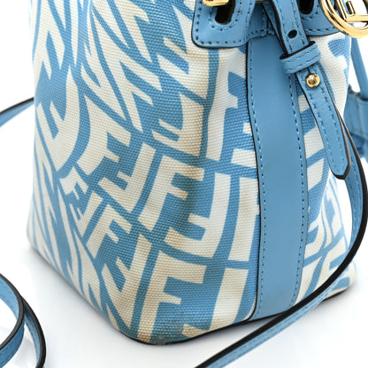 Fendi X SARAH COLEMAN Glazed Canvas Vitello King F is Fendi FF Vertigo Mini Mon Tresor Bucket Bag Cyber Blue White 12 of 16
