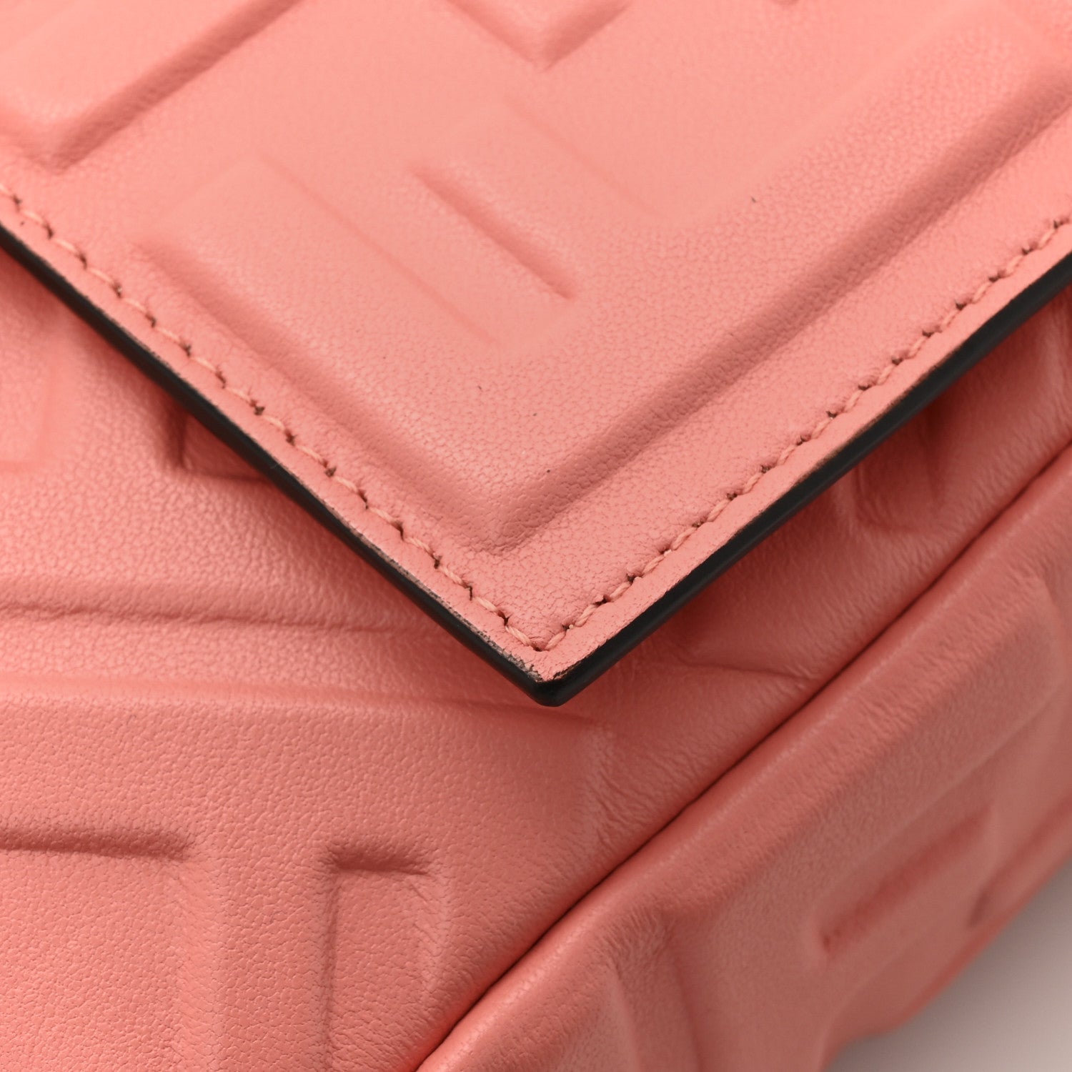 Fendi Nappa FF 1974 Embossed Baguette Rosa Pesca 11 of 11
