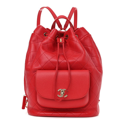 Chanel Sheepskin Caviar Quilted Daily Round Backpack Red 1 of 10