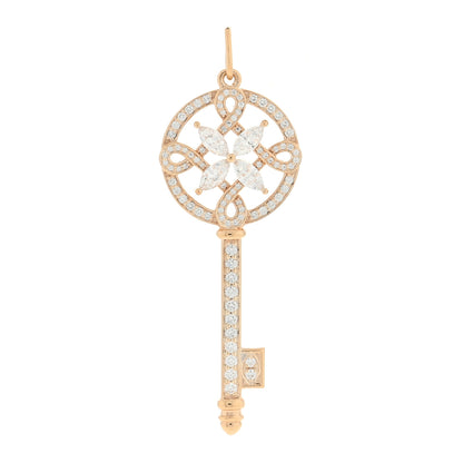 Tiffany 18K Rose Gold Diamond Victoria Round Key Pendant 1 of 3