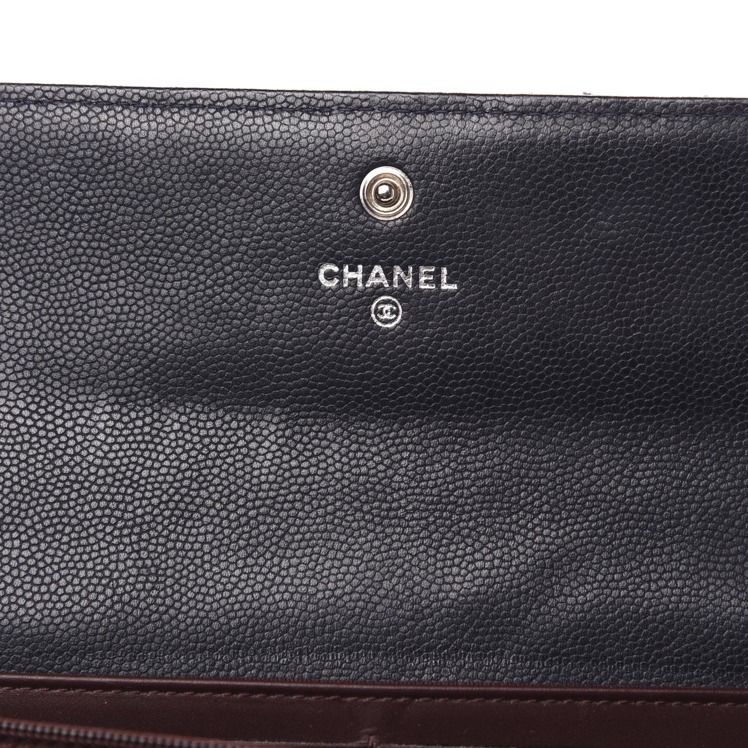 Chanel Grained Calfskin Stitched Quilted CC Long Wallet Navy 5 of 11