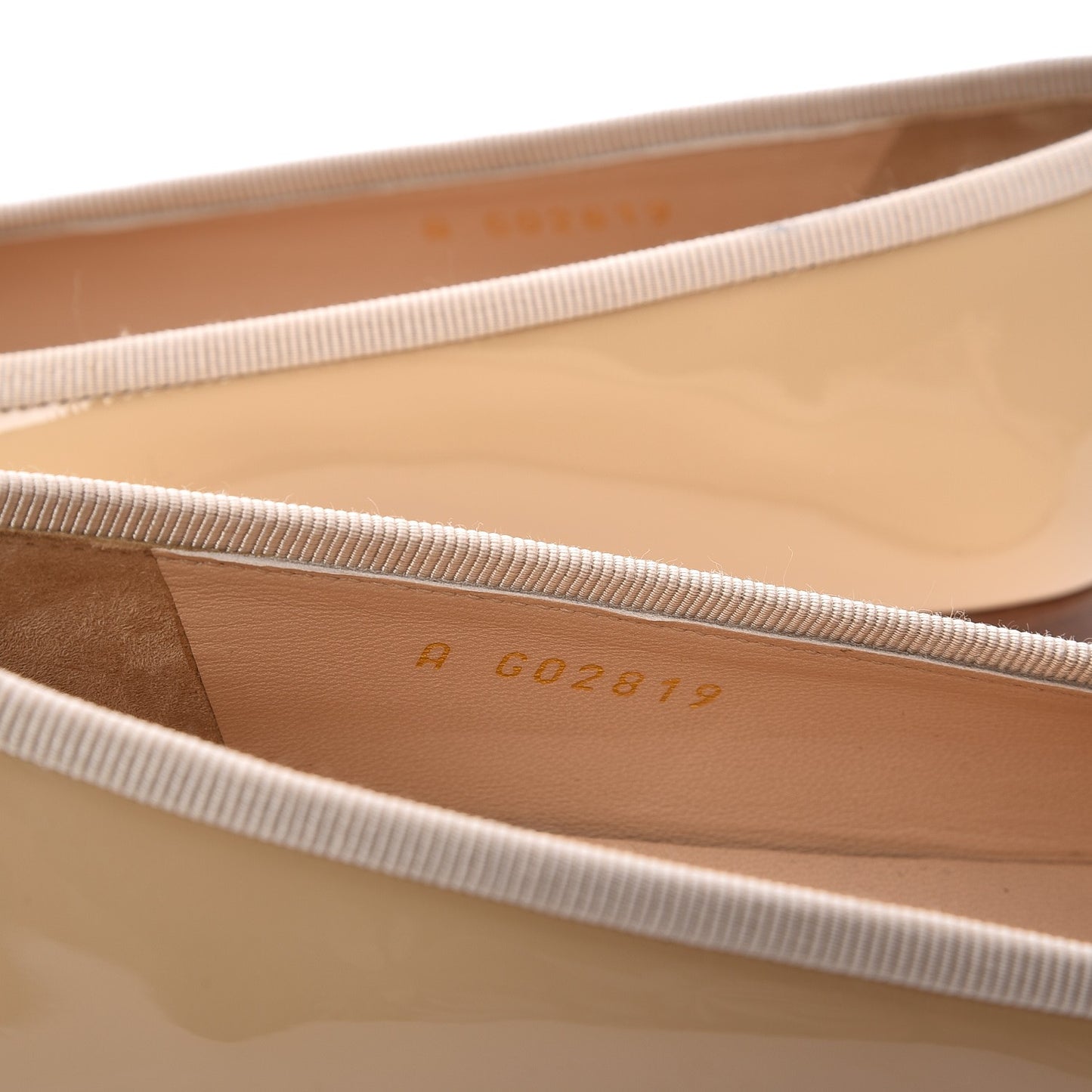 Patent CC Cap Toe Ballerina Flats 35.5 Beige