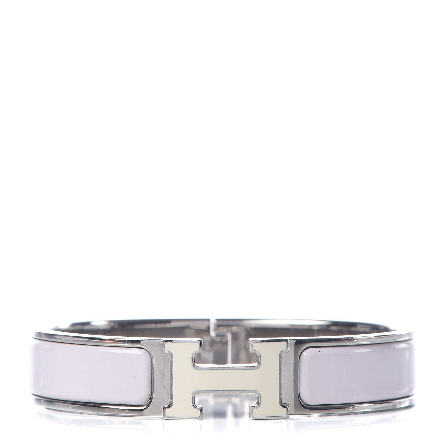 Hermes Enamel Narrow Clic Clac H Bracelet PM Rose Nymph White 1 of 7