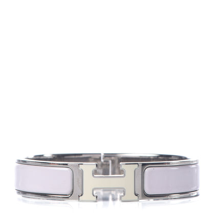 Hermes Enamel Narrow Clic Clac H Bracelet PM Rose Nymph White 1 of 7