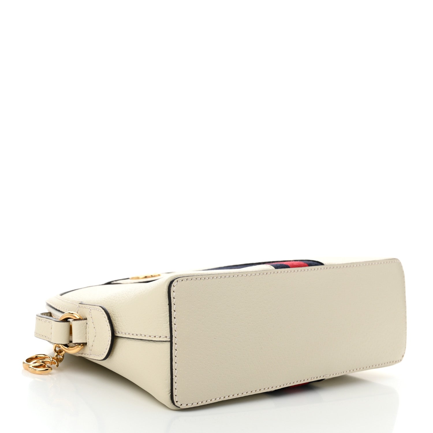 Gucci Textured Dollar Calfskin Web Small Ophidia Dome Shoulder Bag Mystic White 4 of 10