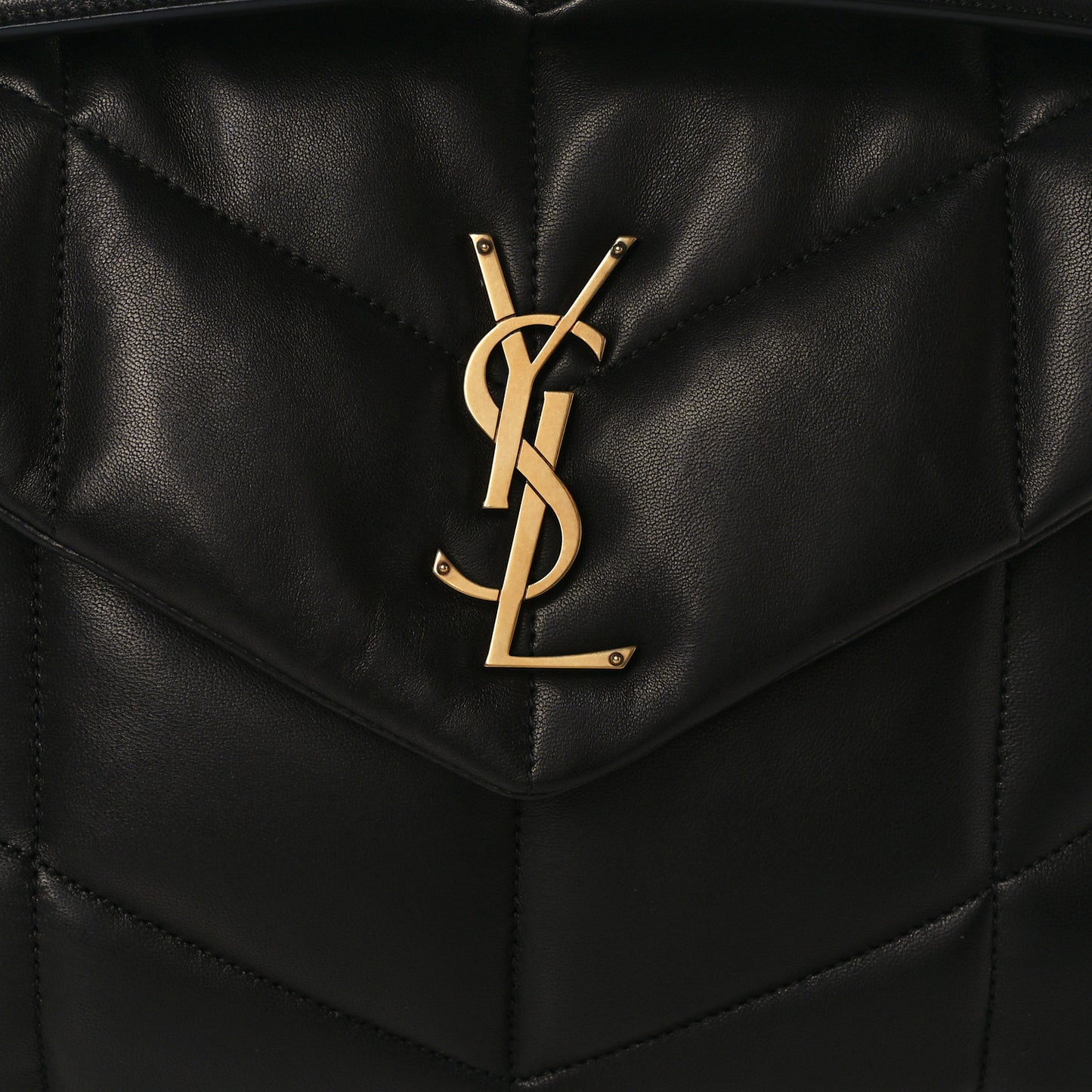 Lambskin Quilted Medium Loulou Puffer Monogram Chain Satchel Black