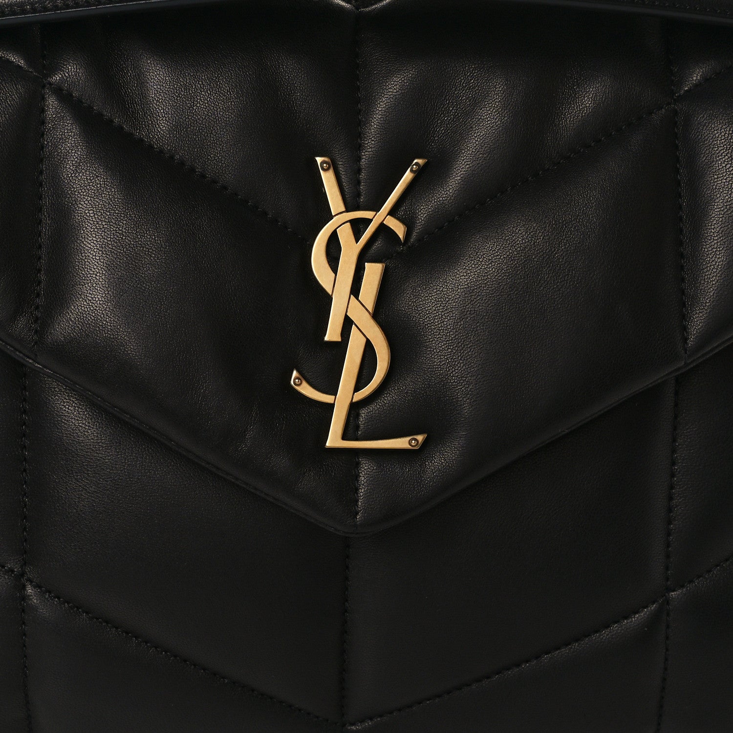Saint Laurent Lambskin Quilted Medium Loulou Puffer Monogram Chain Satchel Black 7 of 9