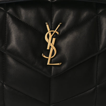 Saint Laurent Lambskin Quilted Medium Loulou Puffer Monogram Chain Satchel Black 7 of 9