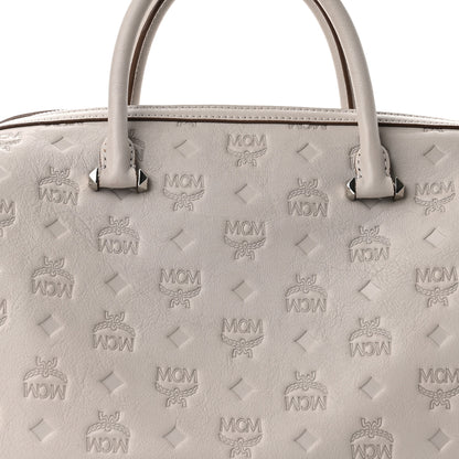 MCM Calfskin Ottomar Monogram Essential Boston Bag Dove 6 of 10