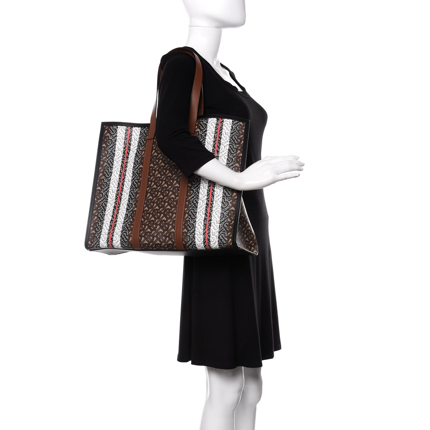 E-Canvas Monogram Stripe Book Tote Bridle Brown