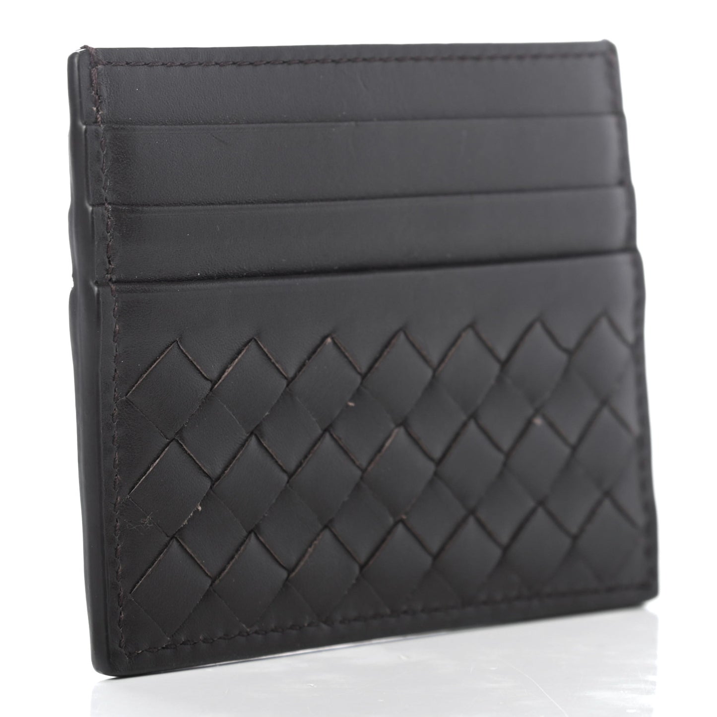Nappa Intrecciato Card Holder Ebano