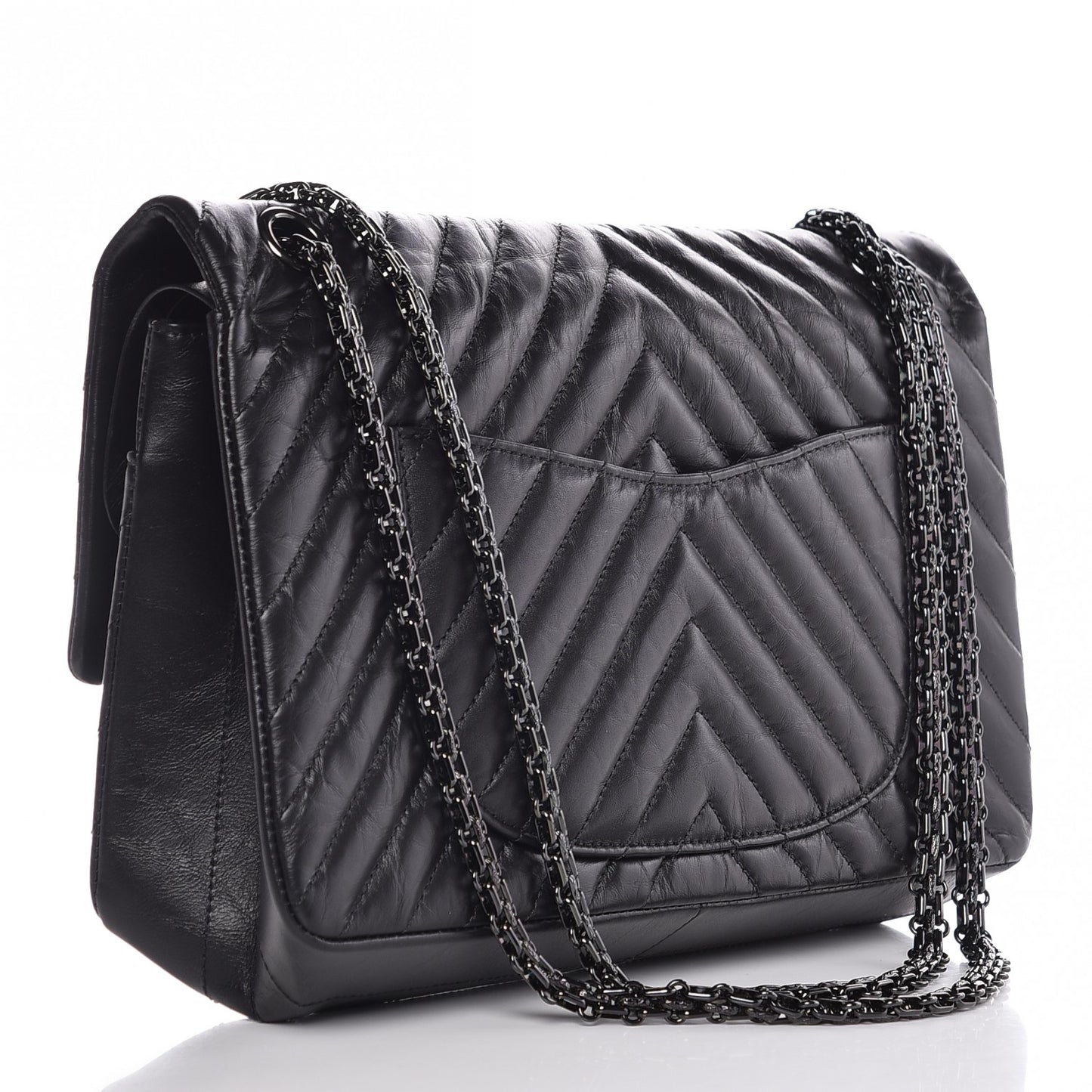 Aged Calfskin Chevron Quilted 2.55 Reissue 226 So Black