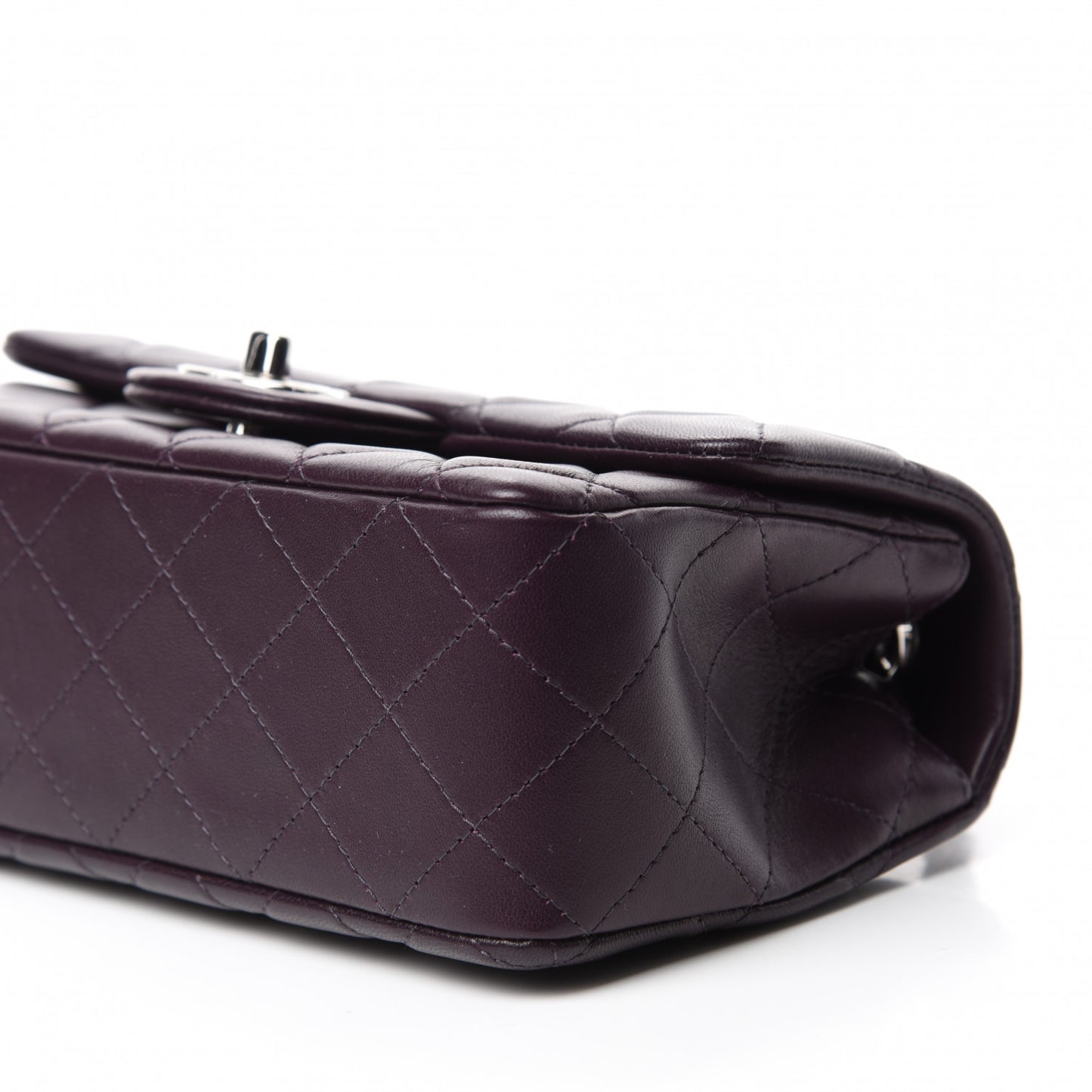 Lambskin Quilted Mini Rectangular Flap Dark Purple