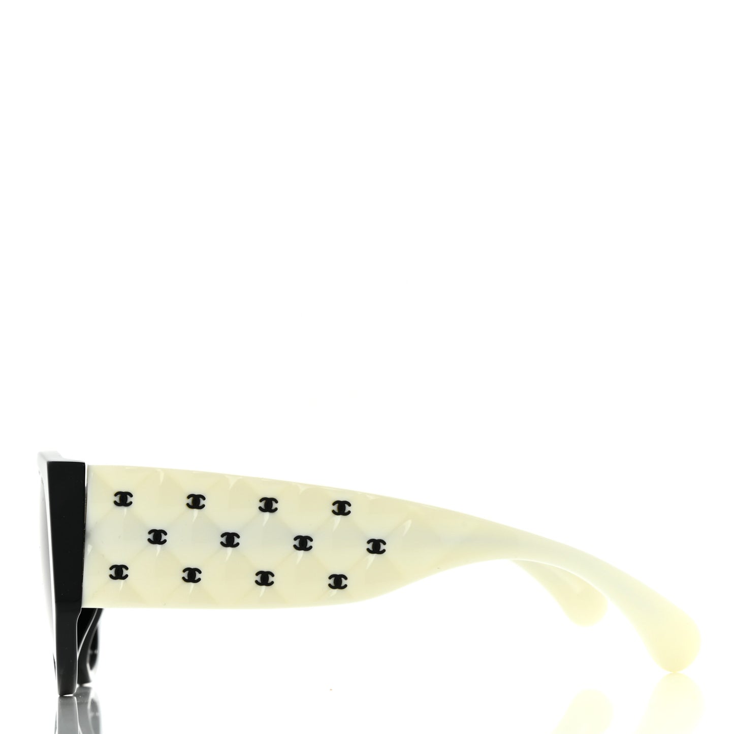 Acetate Quilted CC Pilot Sunglasses 71465 White Black