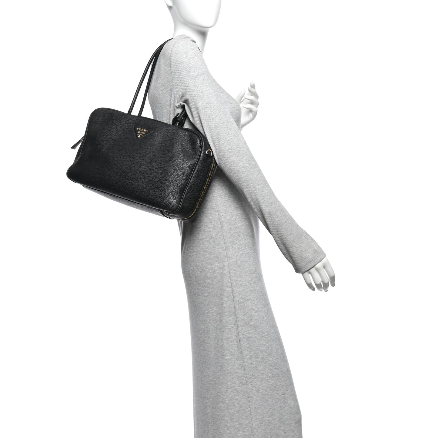 Vitello Daino Large Top Handle Bag Black